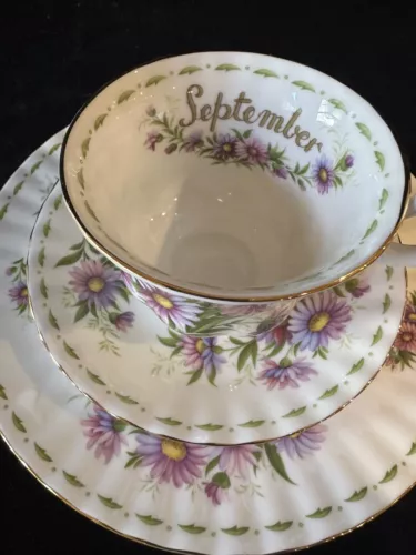 Royal Albert Flower Of The Month Teacup Trio 3 Piece Set September England