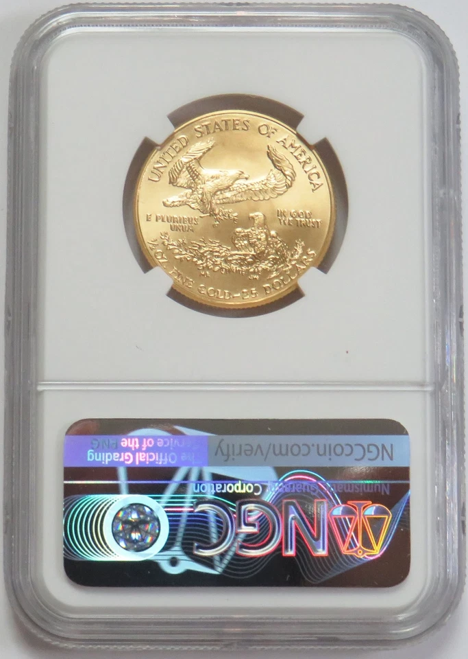 2002 GOLD AMERICAN EAGLE $25 COIN 1/2 OZ NGC MS 69 - Image 2 of 2