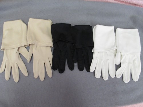 VTG LADIES GLOVES, 3 PAIR, WHITE, BEIGE, BLACK, CLEAN & NICE, SIZES 6 1/2-7 1/2 - Picture 3 of 23
