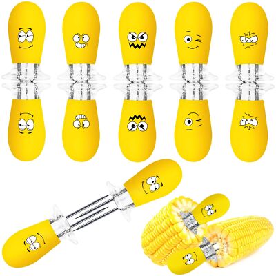 Corn Holders 10Pcs/5 Pairs Corn Cob Holders Sets Funny Faces Stainless Steel ...