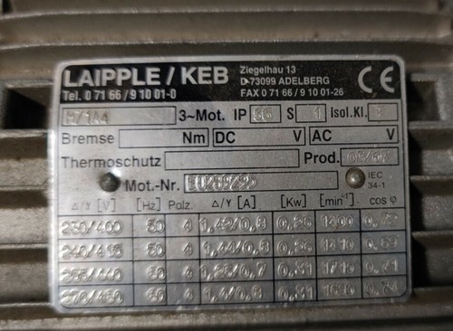 Motor de engranajes LAIPPLE / KEB M71A4 - Imagen 4 de 6