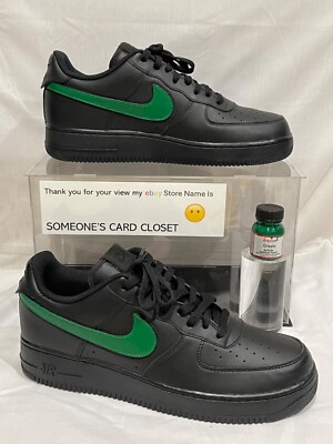 Nike Air Force 1 Low Black (Green Custom Painted Swoosh) SC-#34B