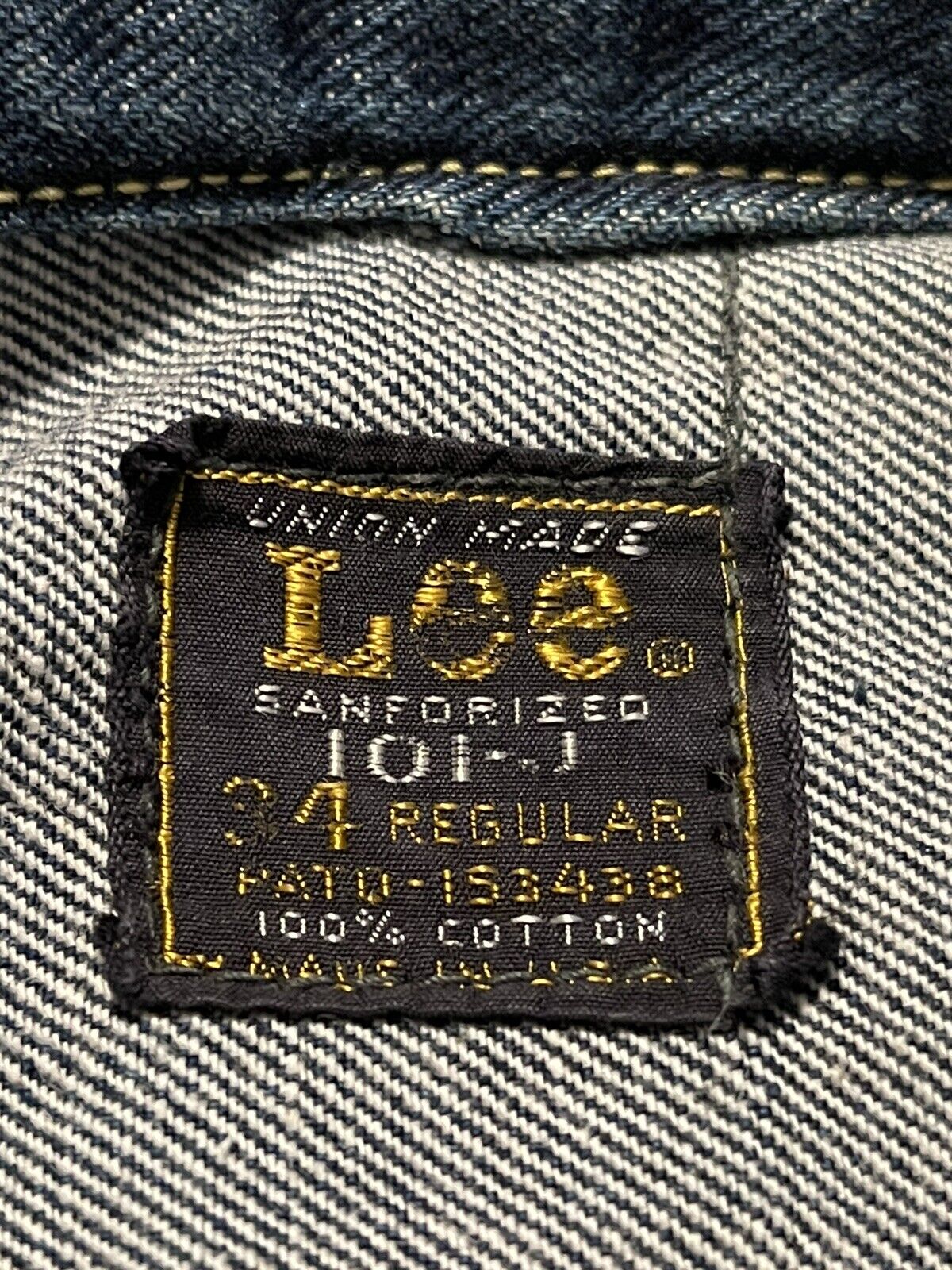 Vintage Lee 101J Sanforized Denim Jacket 34 Regular Blue Union