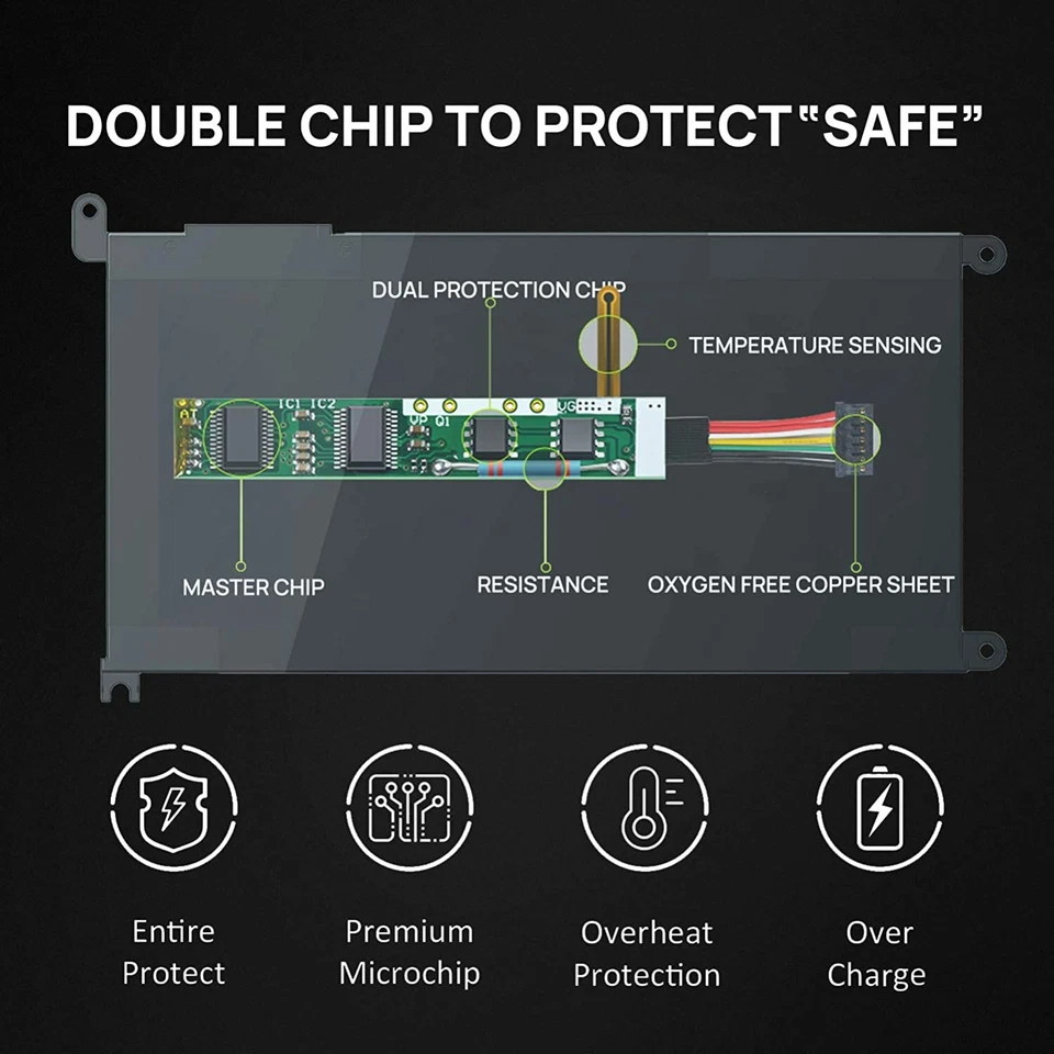 Аккумулятор для ноутбука WDX0R WDXOR 42 Втч для Inspiron 15 5567 5568 13 5368 7368 7569 7579 - Изображение 3 из 4