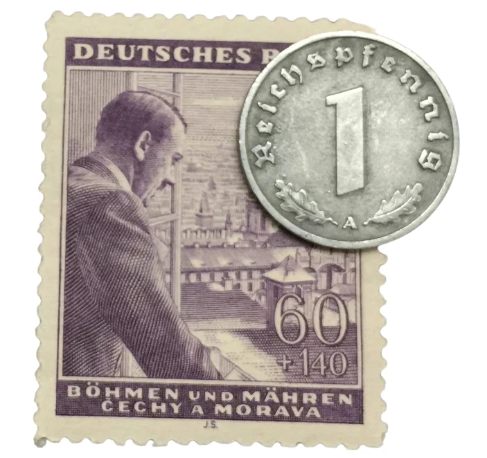 Auténtica moneda alemana rara de la Segunda Guerra Mundial 1 Rp zinc y sello sin usar artefactos de la Segunda Guerra Mundial Foto 2 de 2