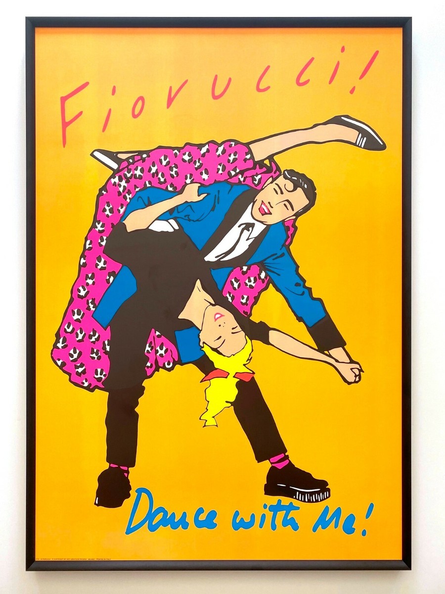 FIORUCCI RARE VTG 1976 POST MODERN NEW WAVE FASHION FRAMED LARGE