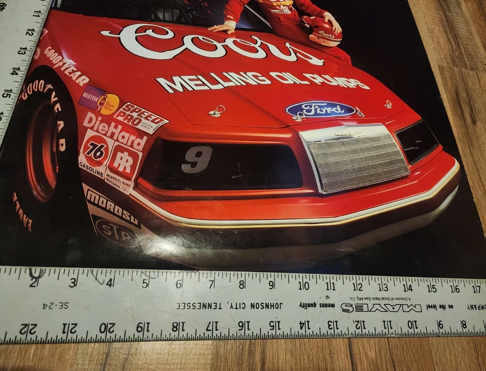 Vintage NASCAR Coors Beer Poster Bill Elliott 1986 Ford Racing Thunderbird Race - Image 3 of 4
