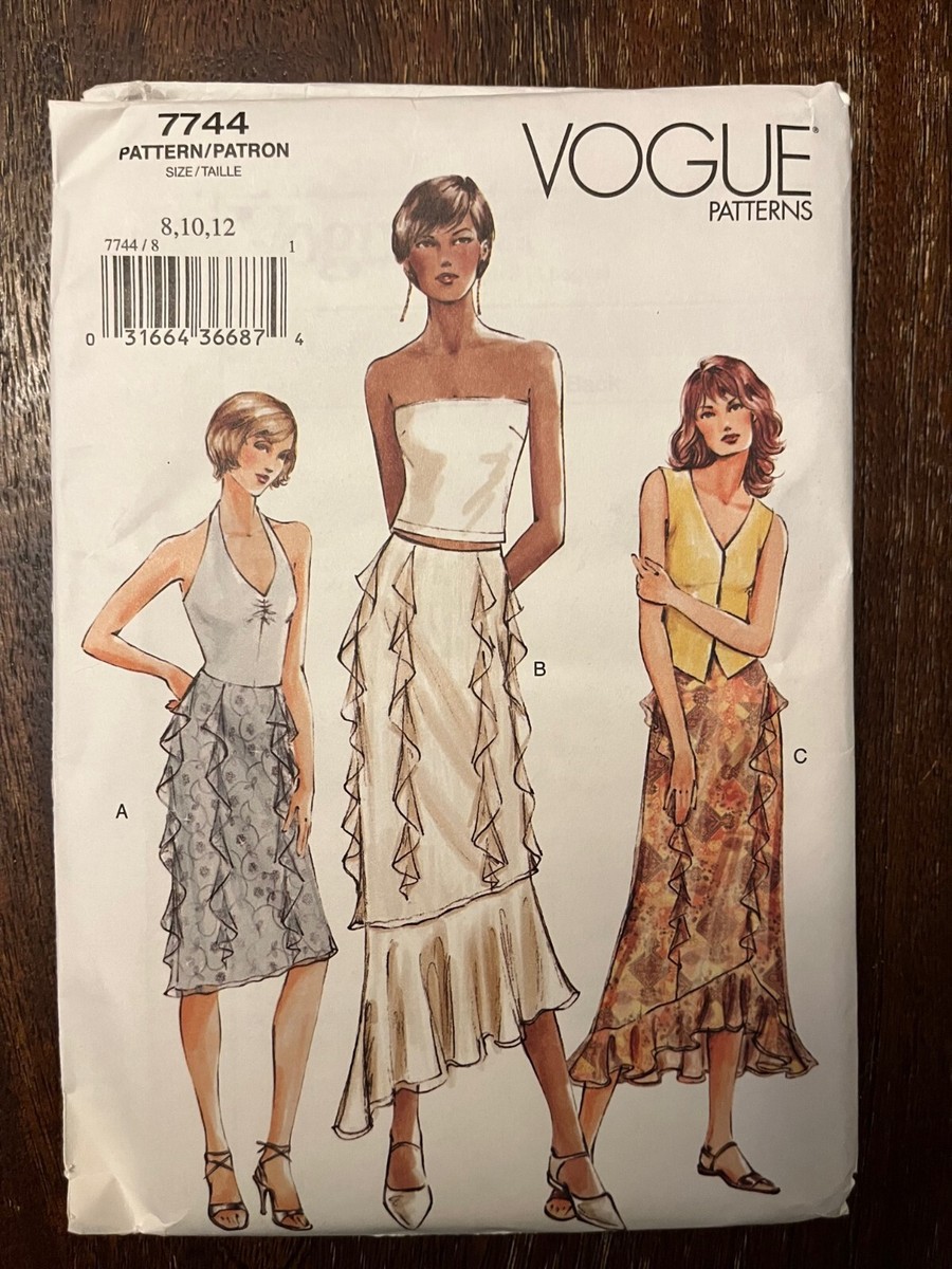 圖8 Vogue 7744 UNCUT Sewing Pattern, Misses' Skirt, Size 8-10-12 | eBay