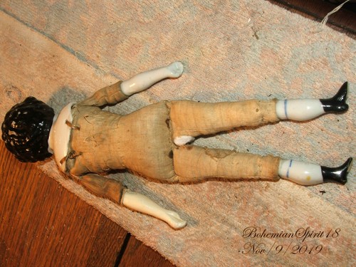 ANTIQUE 1800's Germany CHINA HEAD HANDS LEGS SILK & LACE DRESS 11'' DOLL - Picture 5 of 12