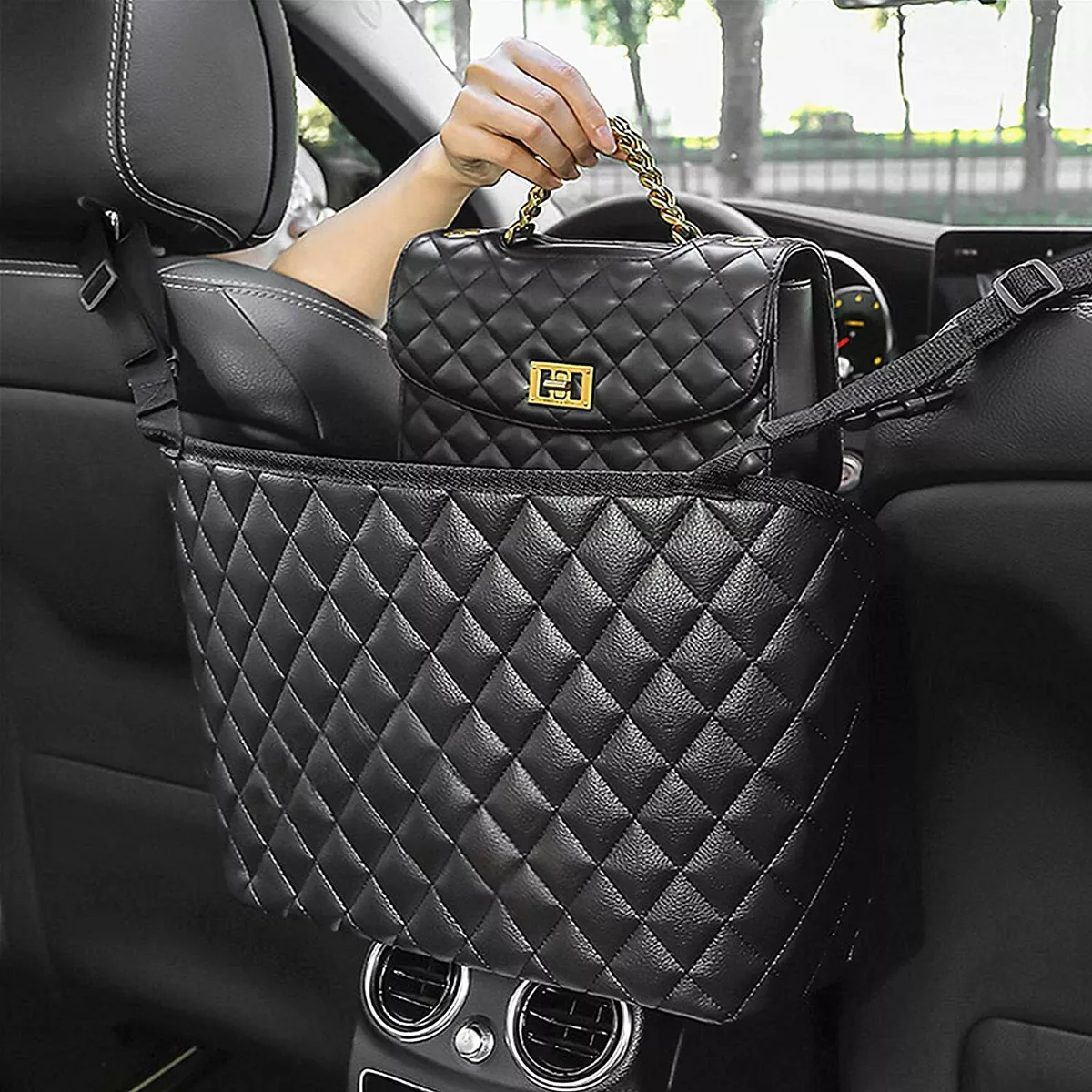 Car Net Pocket Handbag Holder Organizer PU Leather Between Car Seat Storage  Bag