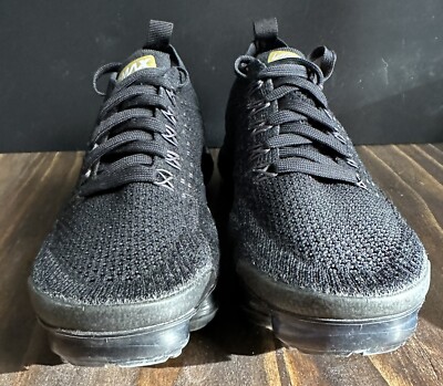 Nike Air VaporMax Flyknit 2 Metallic Gold Black Sneakers Nike Air VaporMax Flyknit 2 Metallic Gold Black Sneakers