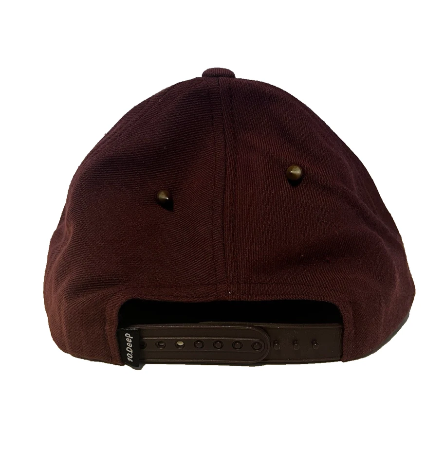 Vintage 10 Deep Maroon Snapback with Skeleton Patch and  Small Gold Spikes  - Image 3 of 4