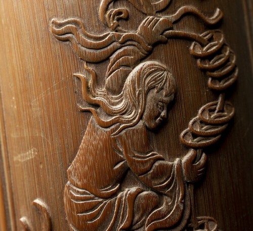 Antique Bamboo Tea Scoop with Gama Sennin Design Qing Dynasty, 19th-20th Century - Picture 2 of 13