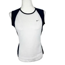 Nike Sphere Tank Top Women Medium White Blue Sleeveless Honeycomb Raglan Active