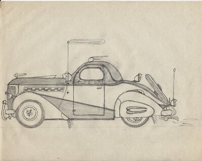 Bill's Old Cars Original Art Pencil Sketch Digital Image Only Downloadable C#17