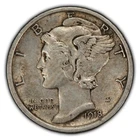 1918 10c Mercury Silver Dime - Luster - AU - SKU-Z2069