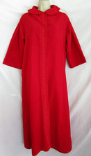 Vintage 70s SMART TIME Red Velour Snap Front Long Robe House Coat Bathrobe