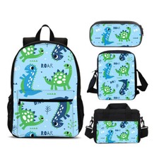 Cartoon Dinosaurs Roar Kids Big School Backpack Insulated Lunch Bag Pen Case Lot