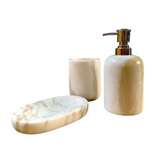 Bathroom Set in Calacatta Gold Marble Glass Soap Dispenser Accessories