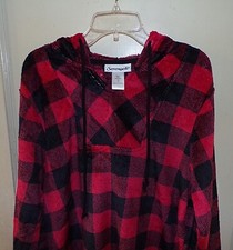 NWOT Men Womens Serengeti Plush Light Weight Red Plaid Pull Over Hoodie XL