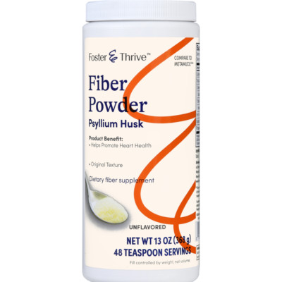 Fiber Powder Psyllium Husk Supplement Unflavored Foster & Thrive 48 Doses13 oz