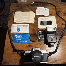 minolta xg7 Camera Bundle Parts Lot Lense 50mm Rokkor-x Auto 128 Flash Manuals