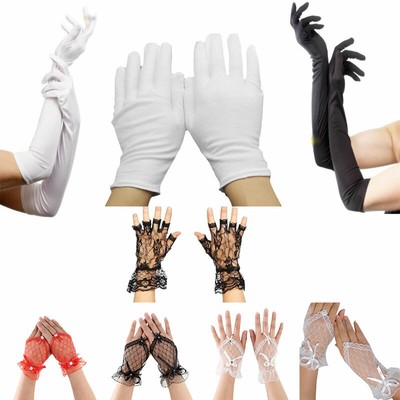 Damen Lange Handschuhe Ellenbogen Stretch Satin Handschuhe Halloween Oper >