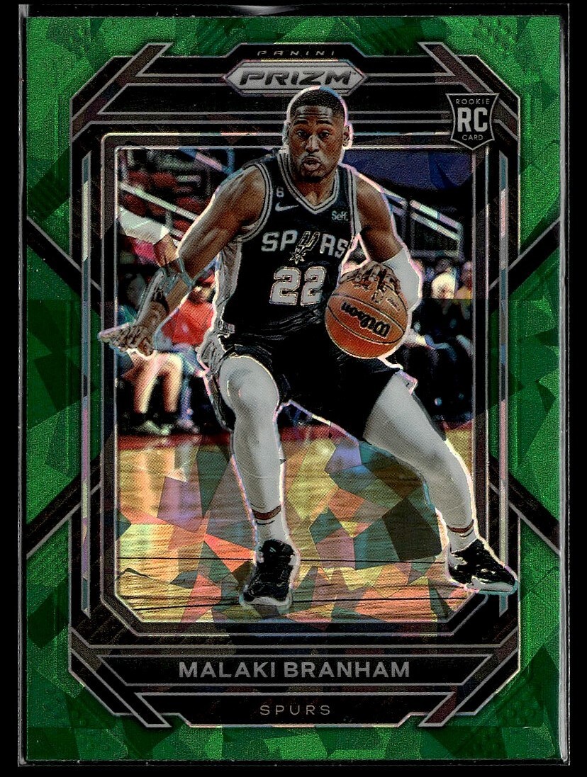 2022-23 Panini Prizm Green Cracked Ice Malaki Branham RC San Antonio Spurs #230