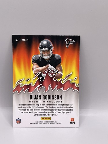 2023 Panini Phoenix FOOTBALL Playing with Fire # 3 Bijan Robinson, FALCONS - Picture 2 of 2