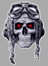 SKULL HEAD SKULL WW2 PILOT PLANE HOT ROD STICKER STICKER 23cm SB176
