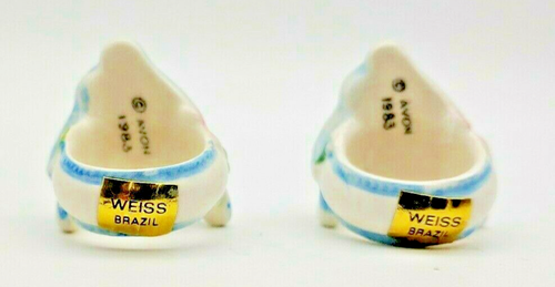 Vintage 1983 Porcelain AVON Candle Rings Blue Love Birds Weiss Brazil NWT - Picture 4 of 5