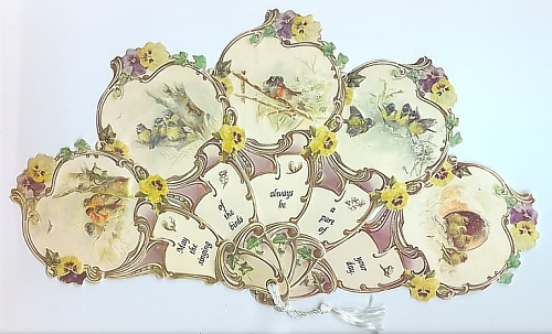 VICTORIAN SONG BIRDS Hand FAN greeting card! WOW!! - Picture 1 of 1