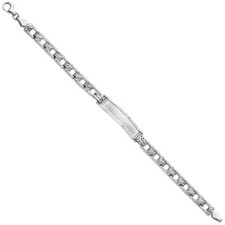GOLD - 14K White Gold Stampato Oval Baby ID Bracelet - 6"