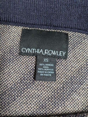 Cynthia Rowley Skirt X-Small Merino Wool Blend Mini Navy Geo Lines Stretch XS - Picture 3 of 3