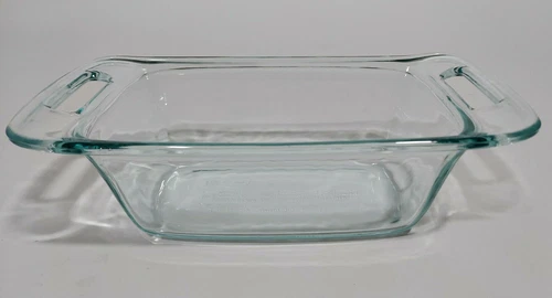 Pyrex 1.5 Quart 1.4 Liter Loaf Pan Bread Dish - Clear Glass, Wide Handles