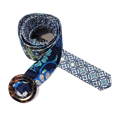 VERA BRADLEY Reversible Fabric Belt Wooden Buckle Blue  display picture 3