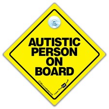 Autistic Person On Board Car Sign Baby On Board Sign With Suction Cup For AUTISM