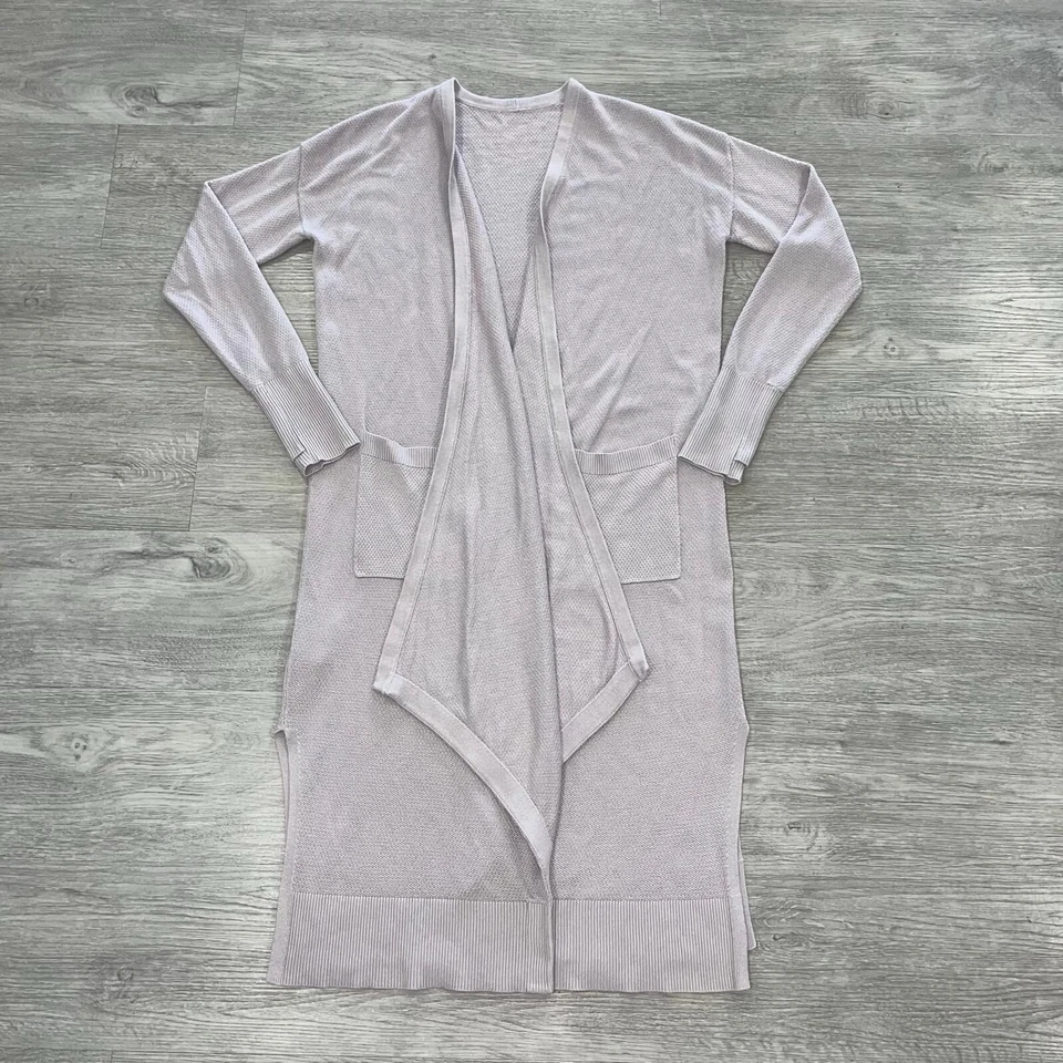 LULULEMON Lunar Lengths Wrap Sweater Long Cardigan Cashlu Iced Iris Women’s 4 ? - Image 3 of 4
