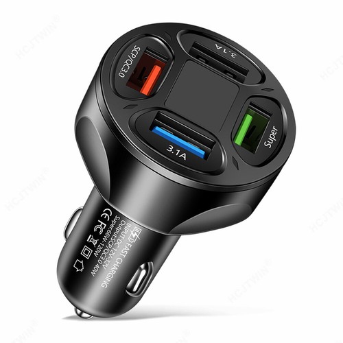 120W Car Charger 12V/24V 4 USB Ports Fast Charging Cigarette Lighter Adapter - Picture 17 of 24