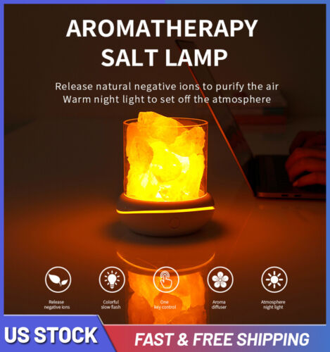 USB Crystal Salt Lamp 7 Colors Changing LED Night Light Aromatherapy Salt Lamp