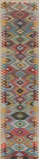 Tappeto runner lungo kilim colore pastello reversibile tessuto piatto 3x16 piedi 2' 8" x 16' 2"