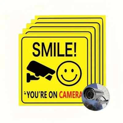 2 x Smile You're on Camera - CCTV Stickers Security Stickers Home Business