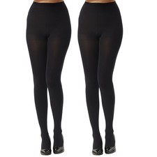 MANZI Women's Super Opaque Tights 2 Pairs 120 Denier Warm Large, Black
