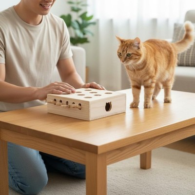 Interaktives Holz Katzenspielzeug umweltfreundlich Holz schlagen ein Nager Katzenspielzeug einfach