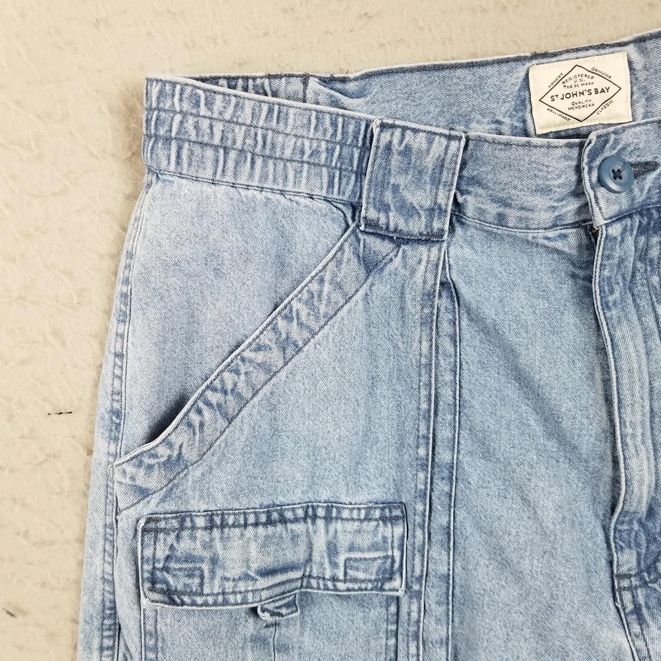 St John's Bay 工装短裤男式 36 蓝色牛仔实用口袋复古 90 年代 Y2K — 第 2/4 张图片