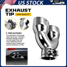 2.5 Inlet 37 Outlet 8.5 Long Exhaust Tip Dual Pipe Silver Stainless Steel