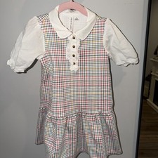 Janie Jack Plaid Gingham Dress 4 Preppy spring Easter Peter Pan Collar