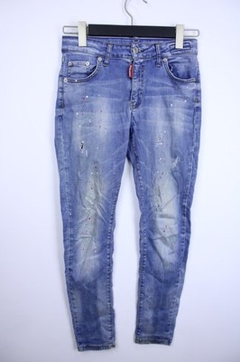 DSQUARED2 Blue Denim Cotton Distressed 5-Pocket Design Straight Leg Jeans Sz 30