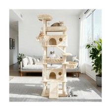 80 Inch Cat Tree, Large Cat Tower with 9 Scratching Posts, 2 Perches, 2 Caves...