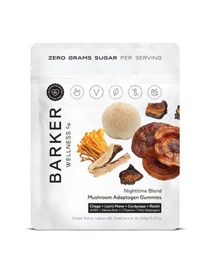 Barker Wellness Nighttime Mushroom Adaptogen Gummies   Vegan, Sugar-Free Func...